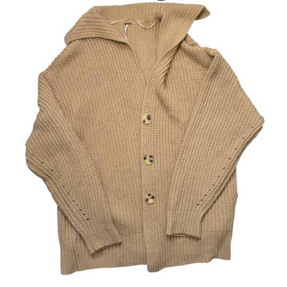 Free People Sweaters - Free People Swim Too Deep Oversized Chunky Knit Cardigan Tan Size M